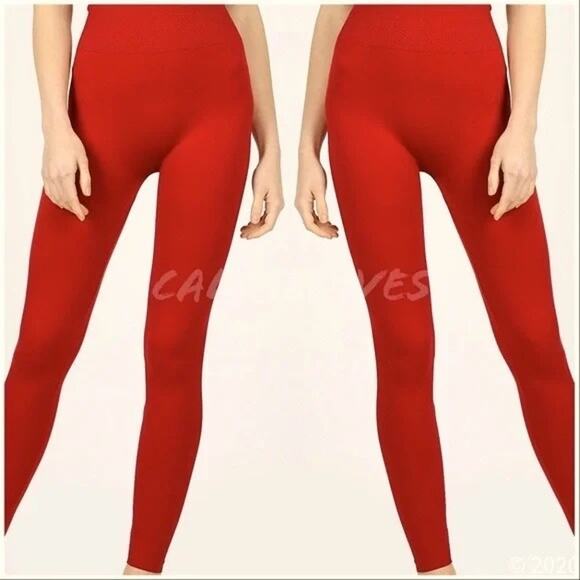 L/XL Callie Tamale: Red Hot Seamless Leggings Large XL footless elastic-free - Picture 1 of 9